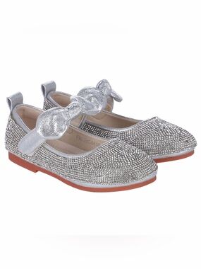 Moda Silver Sparkle Bow Mary Jane Flats for Kids